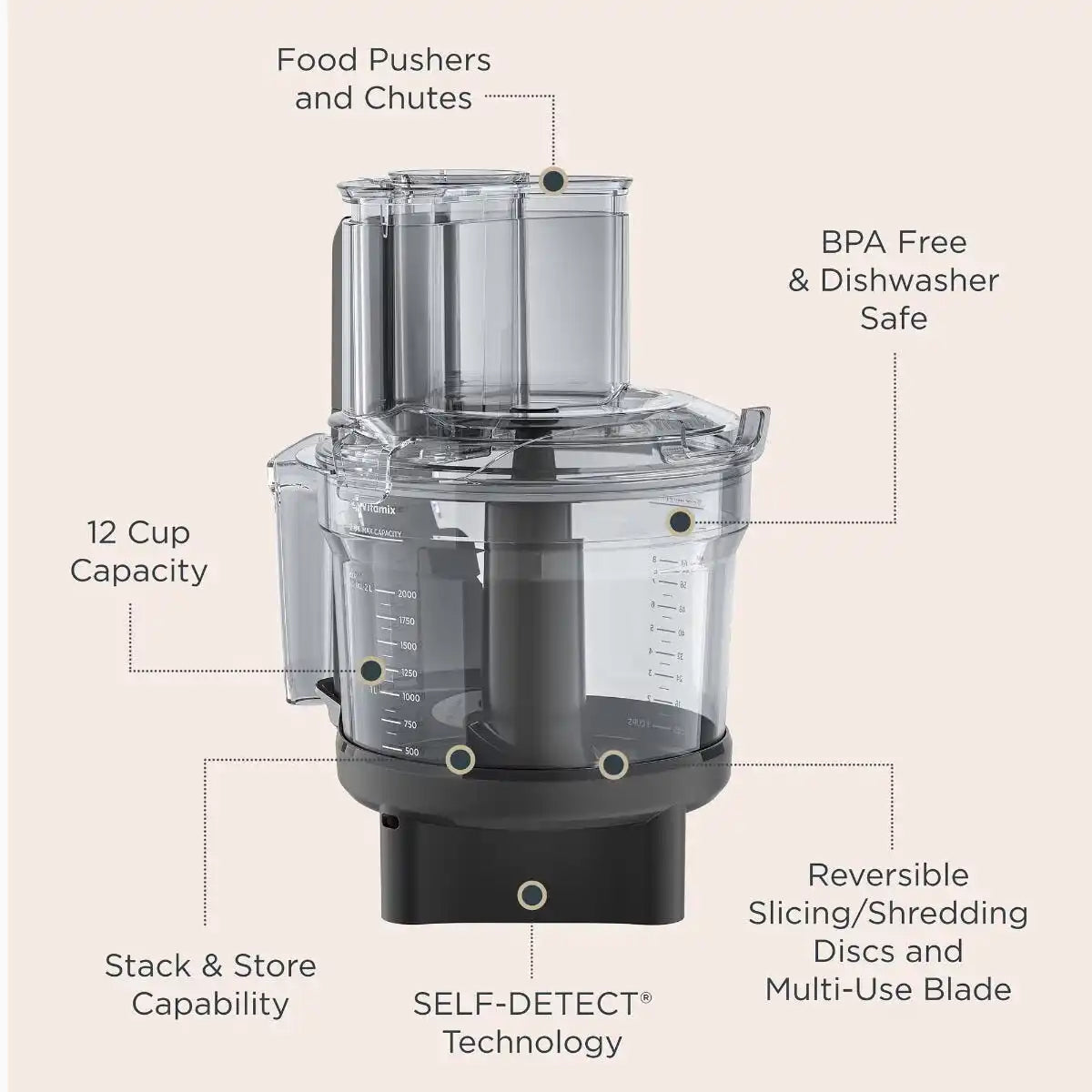12-Cup Food Processor Attachment with SELF-DETECT®